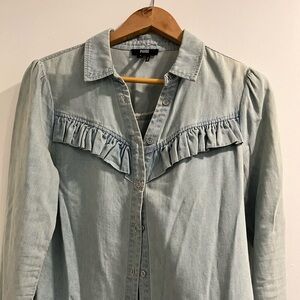 Paige Chambray Button Down Shirt with Ruffles